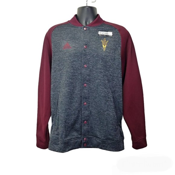 Adidas NCAA ASU Sun Devils Anthem Jacket Modern Varsity Full Button Down…